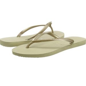 Havaianas Women's crystal glamour gold flip flop